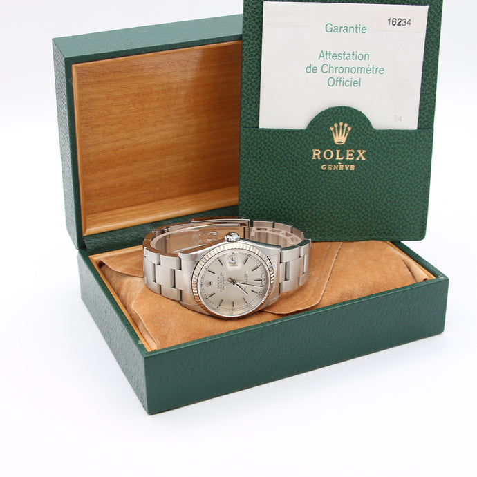 Rolex Datejust 36 ref. 16234 Silver Linen Dial -  Oyster - Full Set