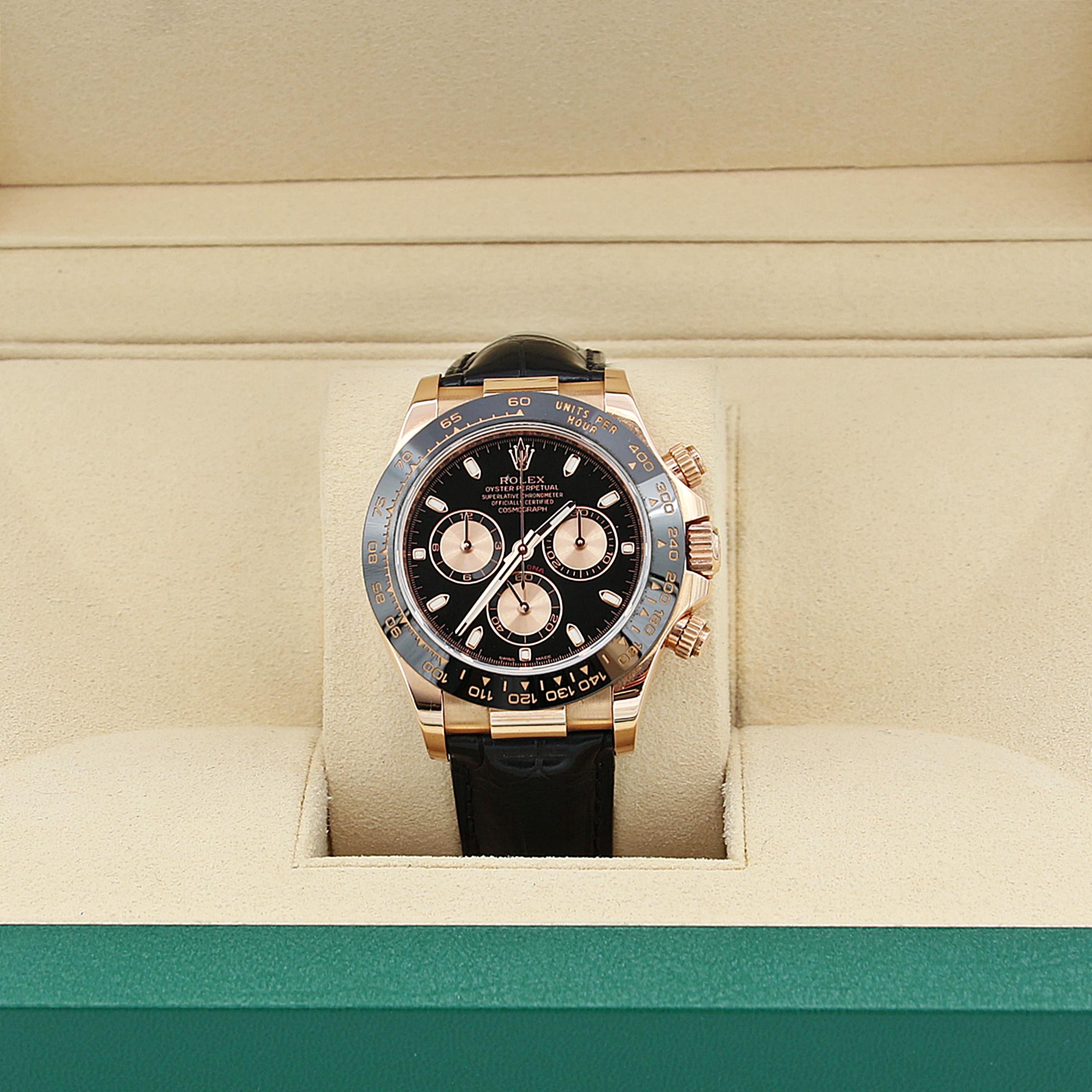 Rolex Daytona 116515 Rubber Strap Black Dial with pink subs