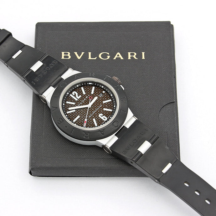 Bulgari Aluminium Diagono ref. AL 44 TA - Black Dial - Warranty papers