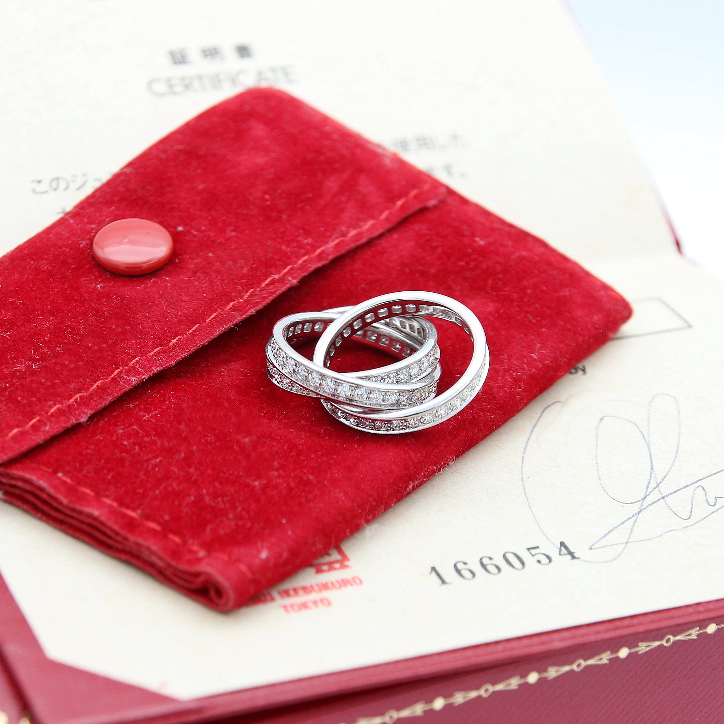 Cartier Three Bangles Diamond Rings - 750WG 10.1g - Size 54