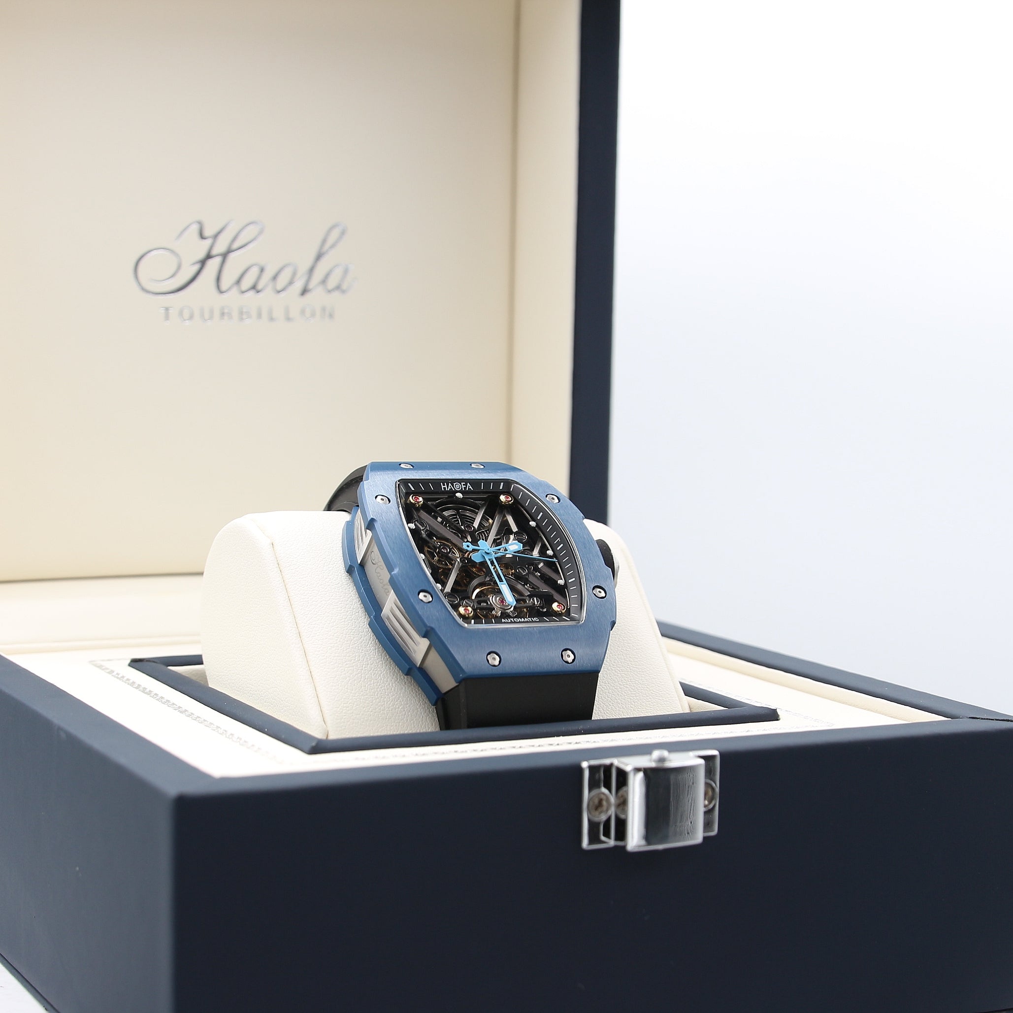 Haofa ref. 1988 Black/Blue - Ceramic Skeleton Mechanical Watch