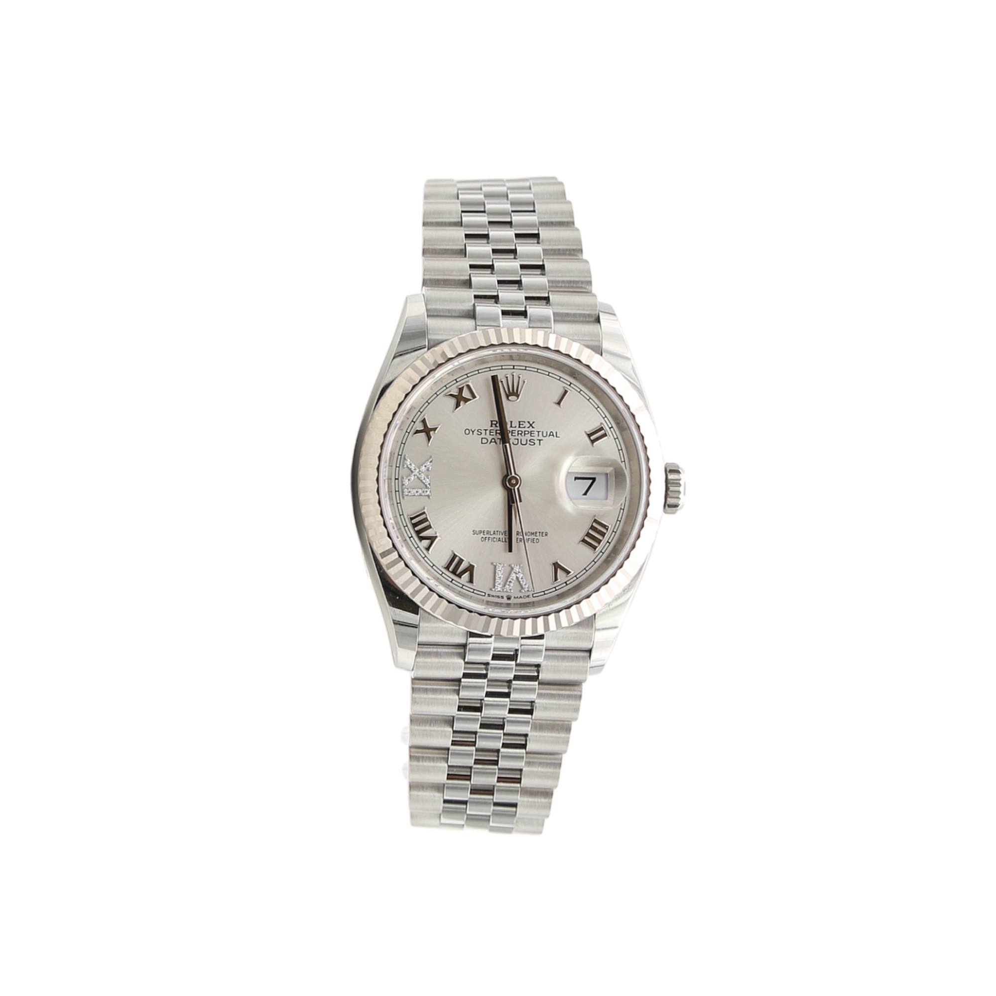 Rolex Datejust ref. 126234 Silver Diamonds VI IX Dial - Jubilee bracelet - Full Set