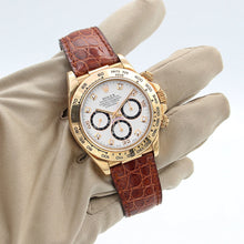 Cargar imagen en el visor de la galería, Rolex Daytona ref. 16518G - White Diamonds Dial with black subs - Full Set
