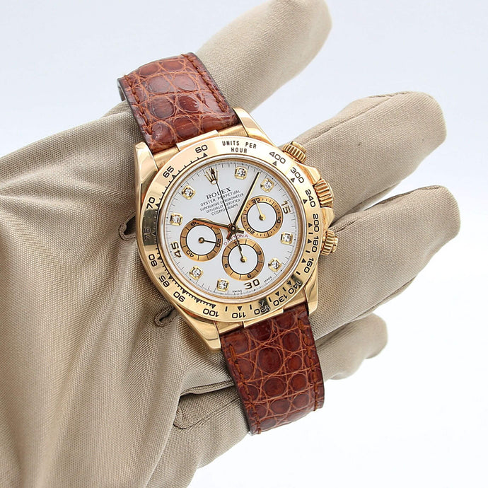 Rolex Daytona ref. 16518G - White Diamonds Dial - Full Set