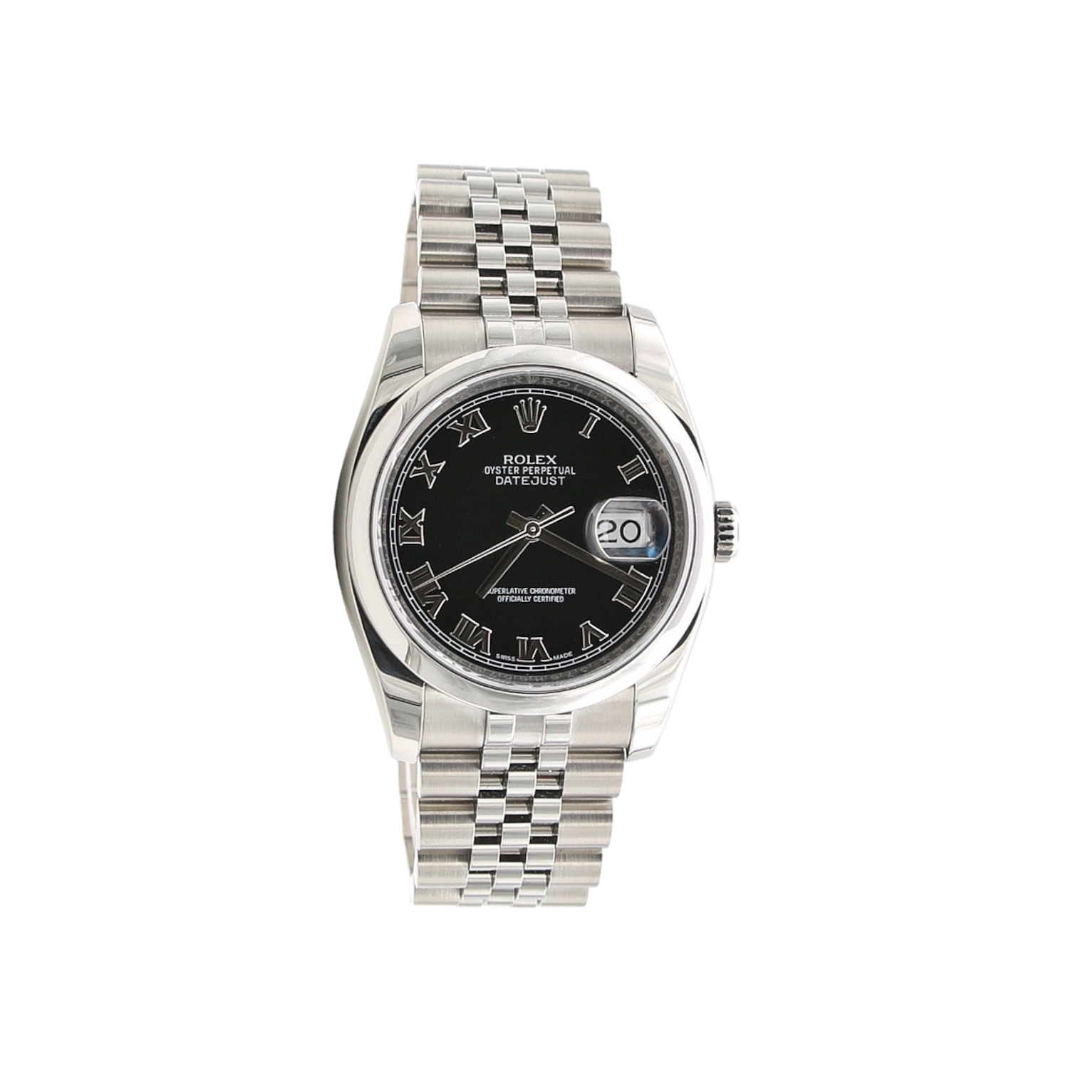 Rolex Datejust ref. 116200 Black Roman Dial - Jubilee Bracelet - Full Set