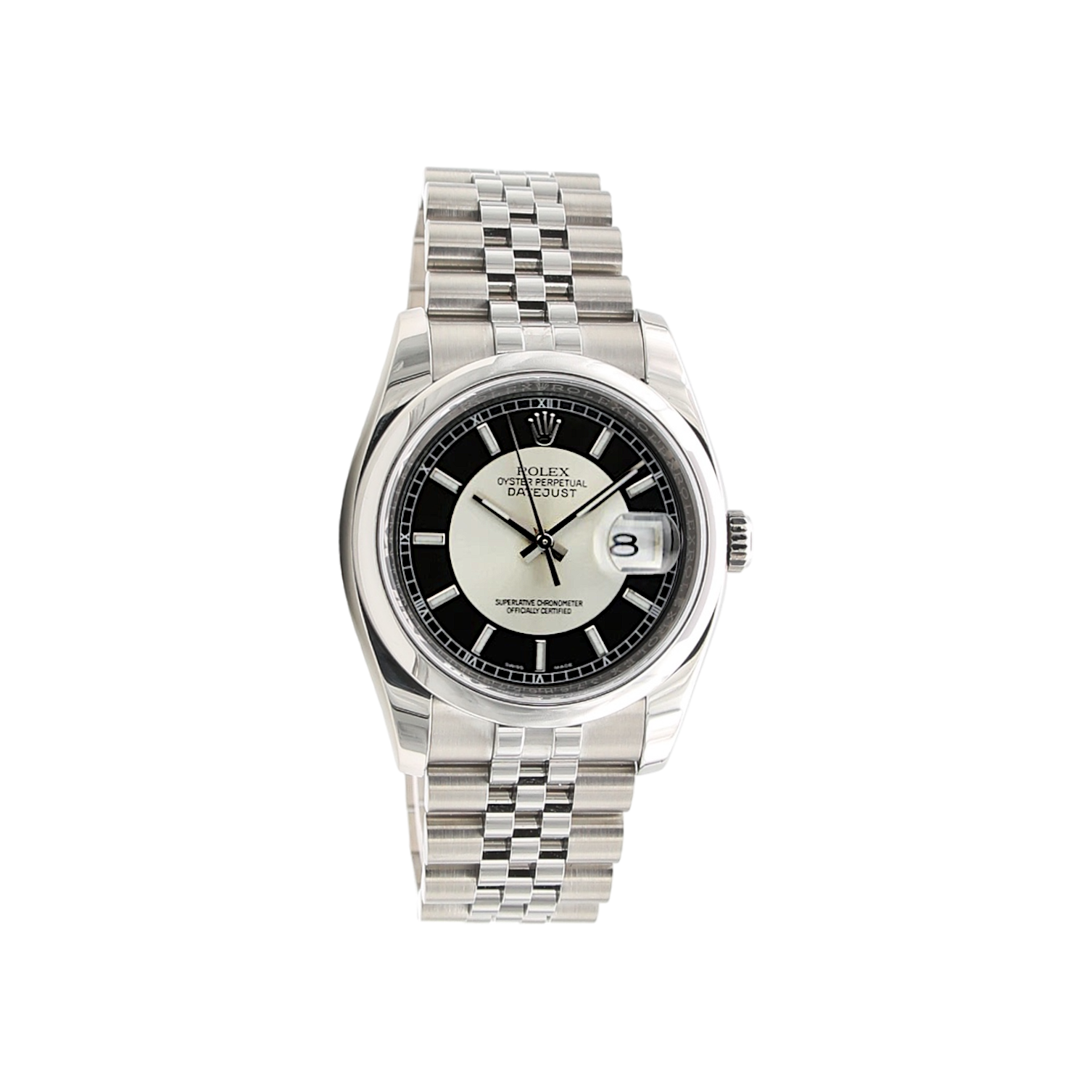 Rolex Datejust ref. 116200 Schwarzes römisches Zifferblatt – Komplettset