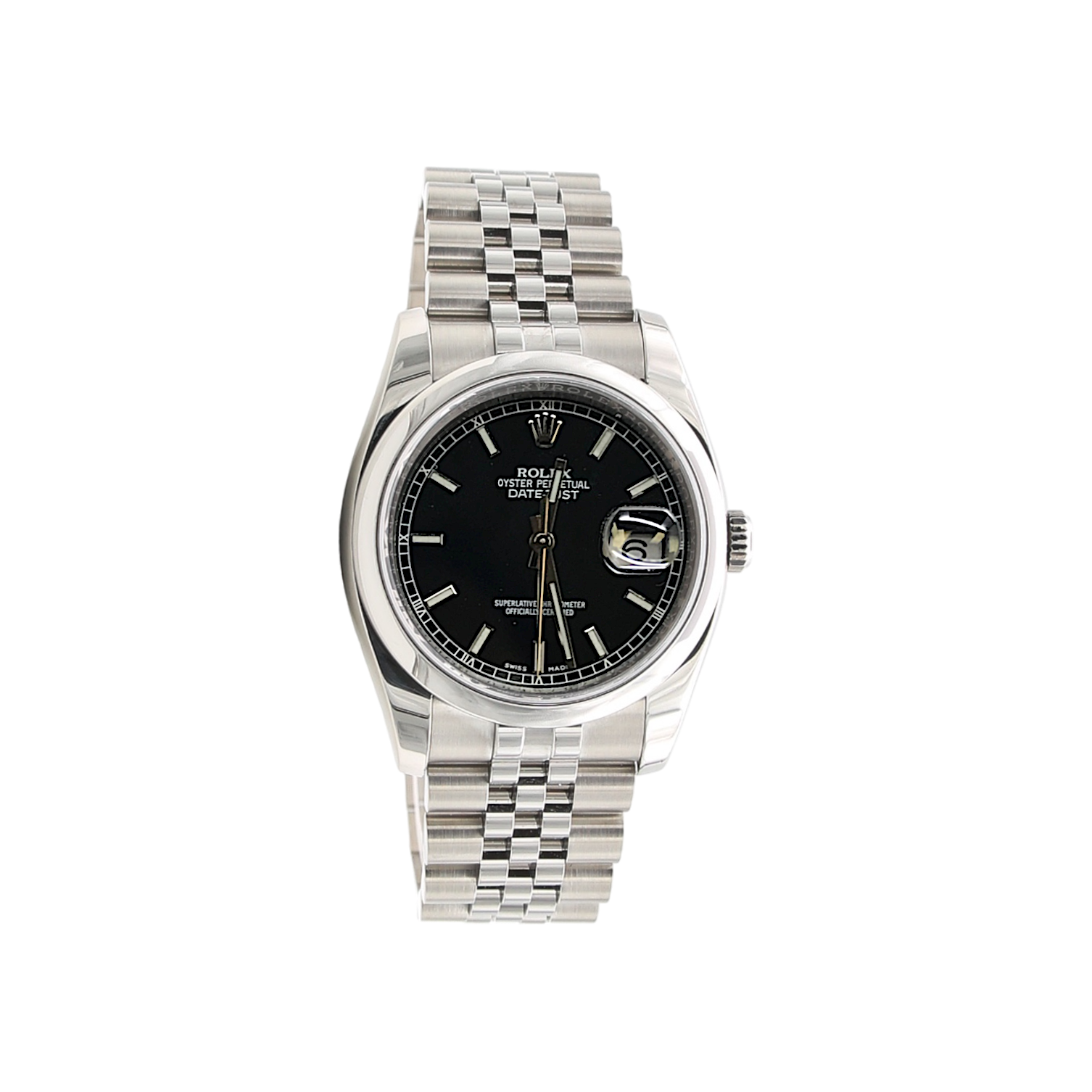 Rolex Datejust ref. 116200 Schwarzes römisches Zifferblatt – Komplettset