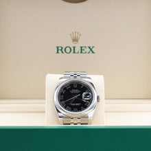 Załaduj obraz do przeglądarki galerii, Rolex Datejust ref. 116200 Black Roman Dial - Jubilee Bracelet - Full Set
