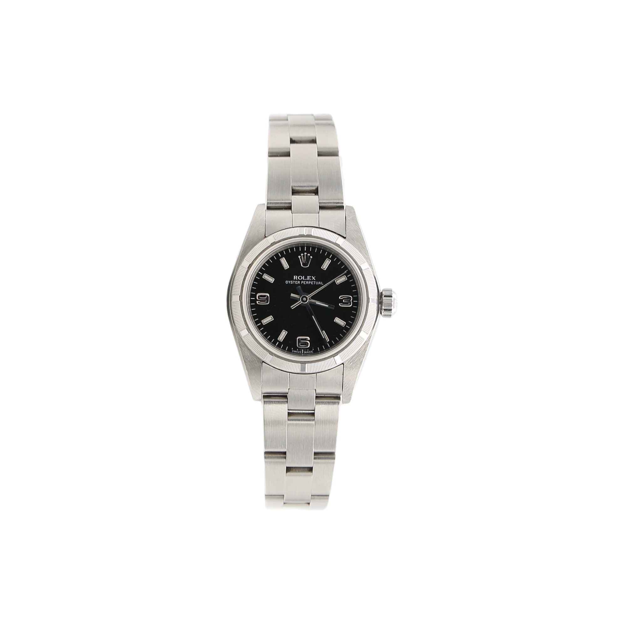 Rolex Lady Oyster Perpetual 76030 - Black 3-6-9 Dial - Oyster Bracelet