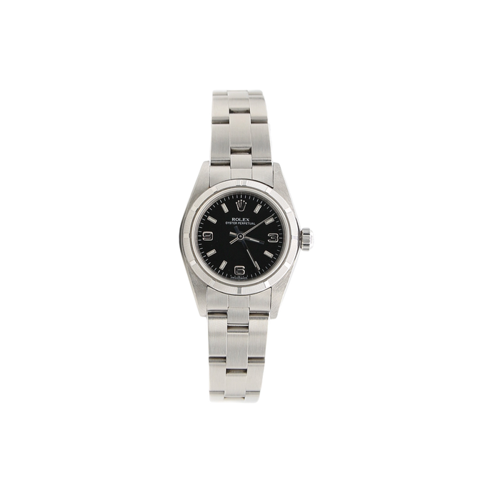 Rolex Lady Oyster Perpetual 76030 - Black 3-6-9 Dial - Oyster Bracelet