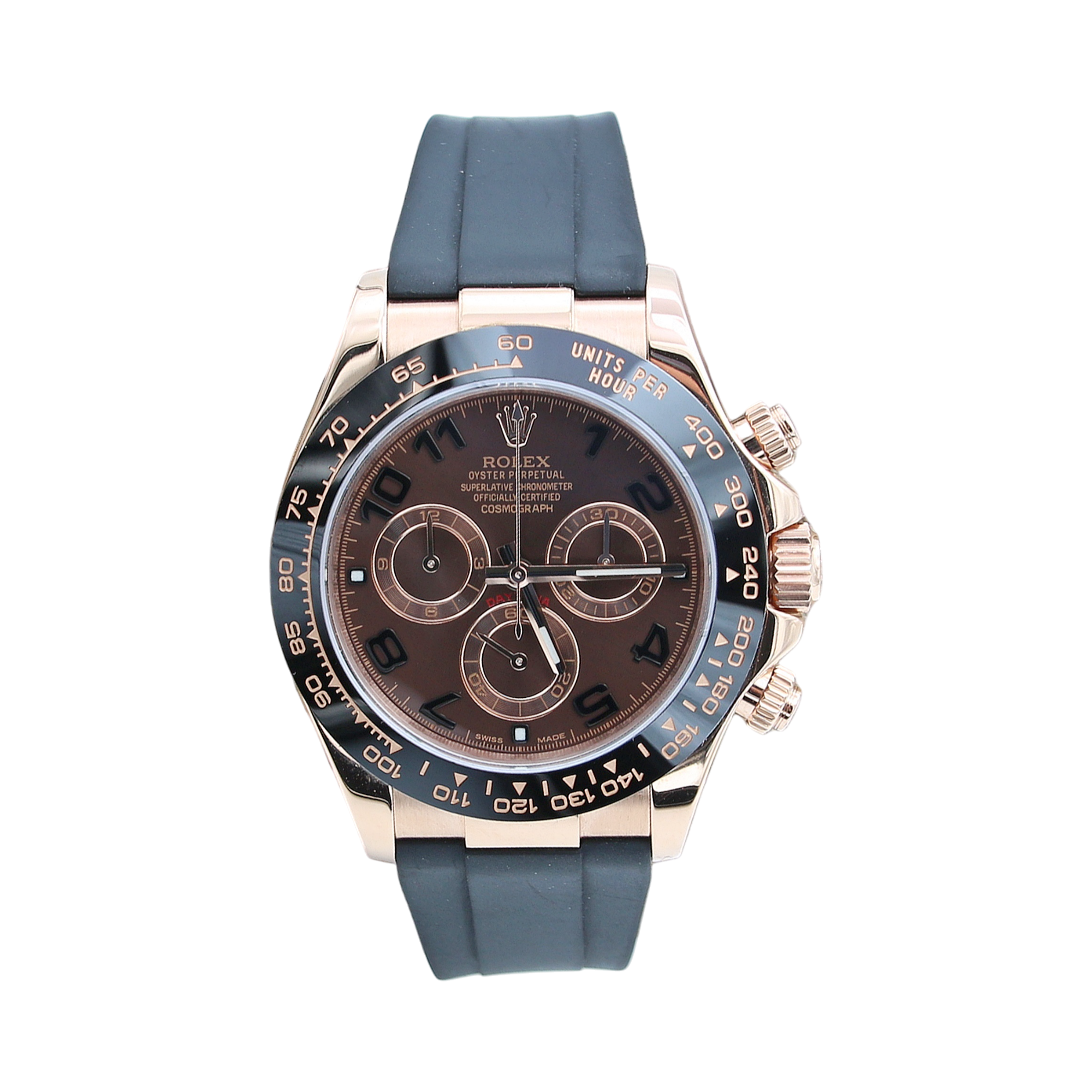 Rolex Daytona ref. 116515 Chocolate Arabic dial Rubber-B strap - Full Set