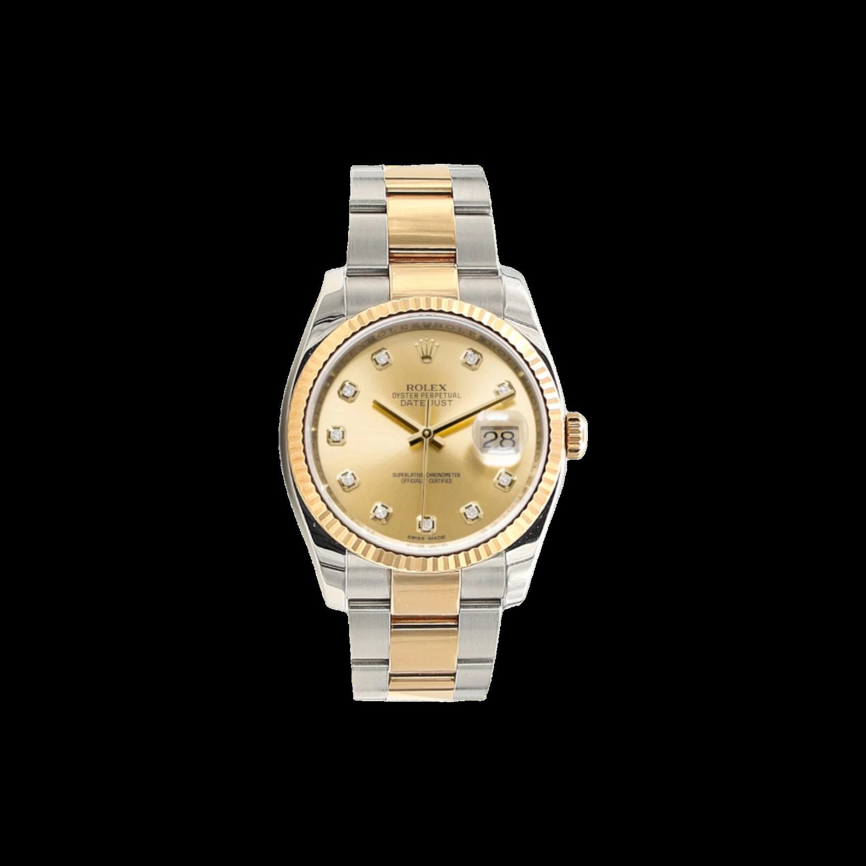 Rolex Datejust ref. 116233 Zifferblatt mit Champagner-Diamanten – Komplettset