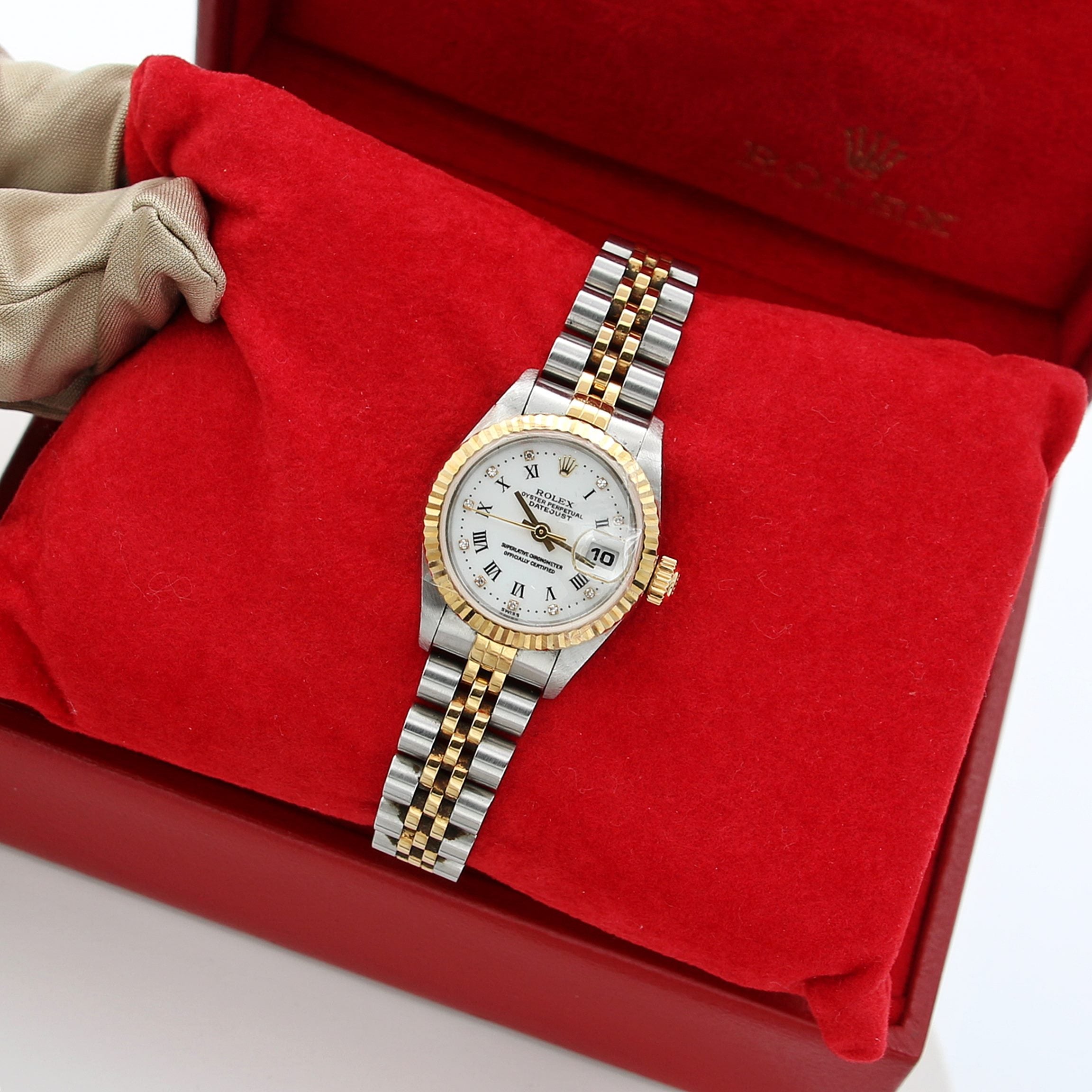 Rolex Datejust Lady ref. 69173 Steel/Gold - White Dial with Diamonds - Full Set