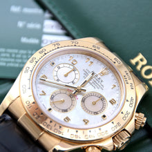Load image into Gallery viewer, Rolex Daytona ref. 116518 - 18k Yellow Gold and Leather Strap - MOP Arabic Dial - Full Set
