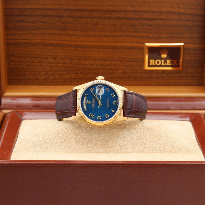 Rolex Day-Date ref. 18038 Blue Millennary Leather strap