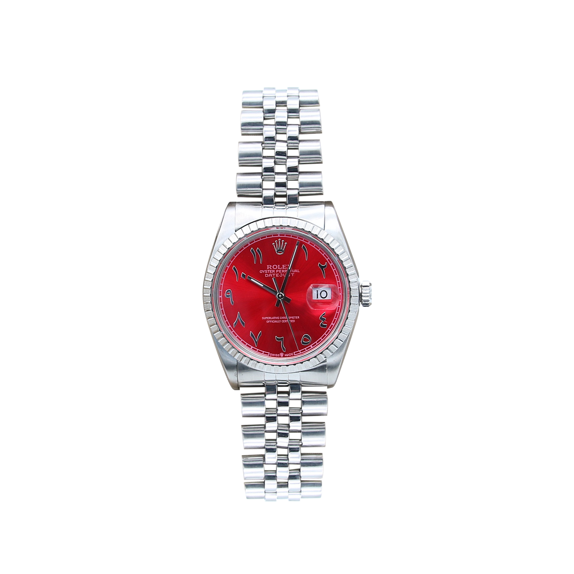 Rolex Datejust 36 Ref. 16030 - Rotes Arabisch -Zifferblatt - Jubiläumsarmband