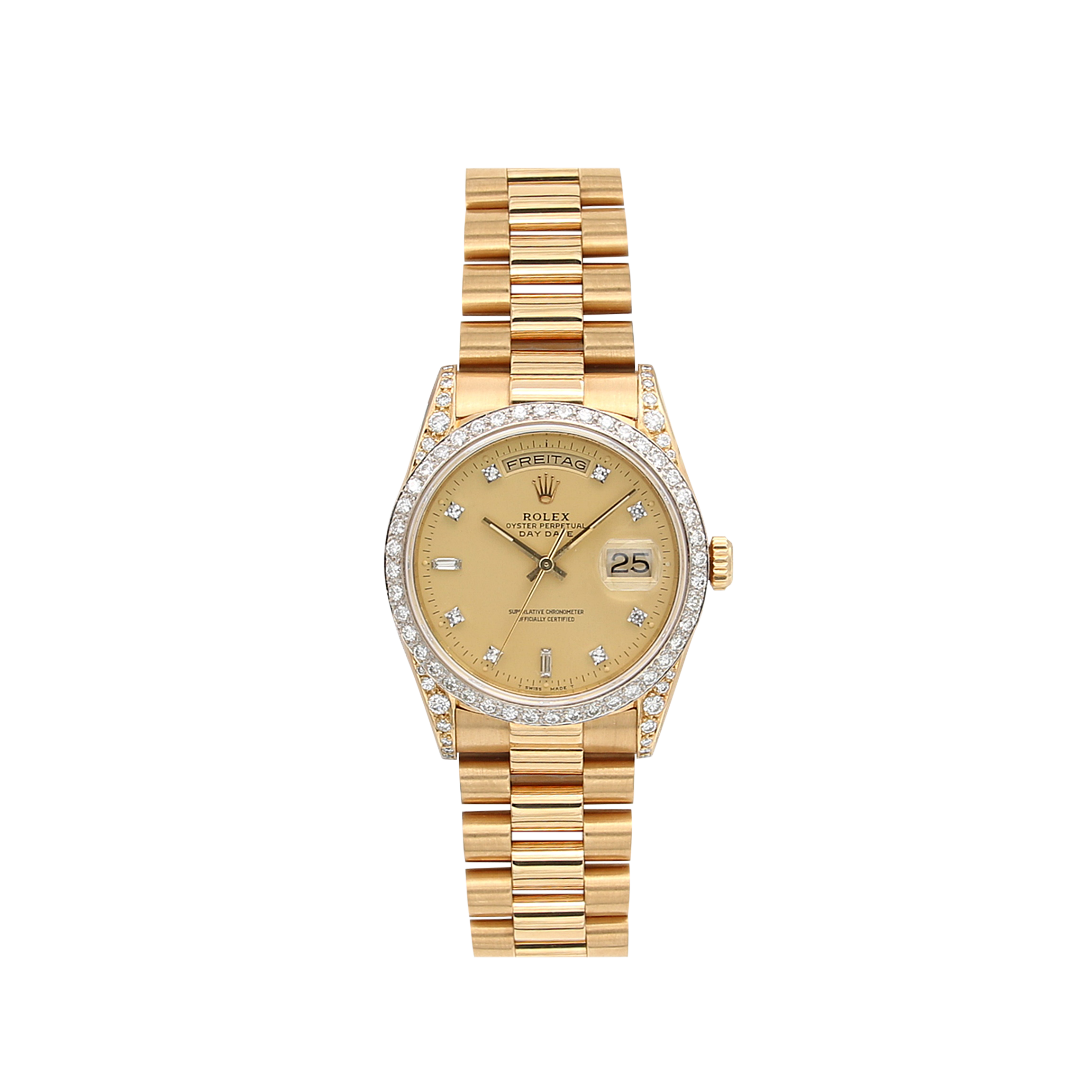 Rolex Day-Date ref. 18238 Diamonds Lemon Dial - Lugs ad bezel Diamonds Setting