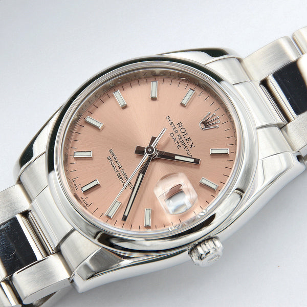 Rolex Date ref. 115200 Salmon Dial Oyster Bracelet – Debonar