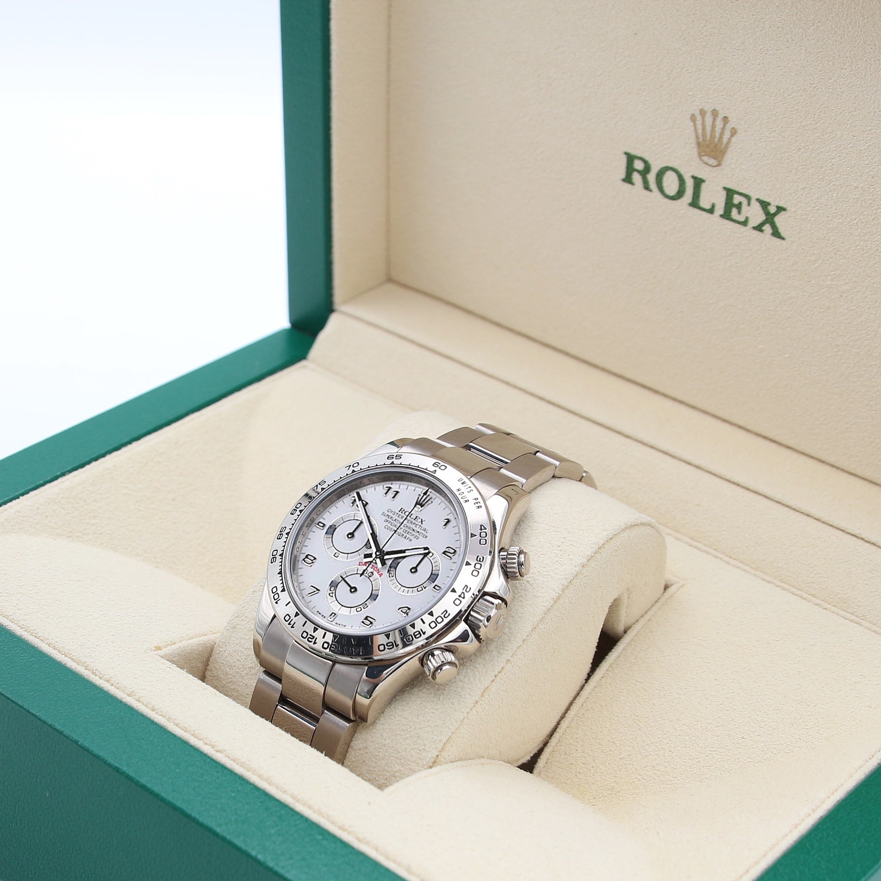 Rolex Daytona Ref. 116509 - weißes Arabisch -Zifferblatt - Vollessatz