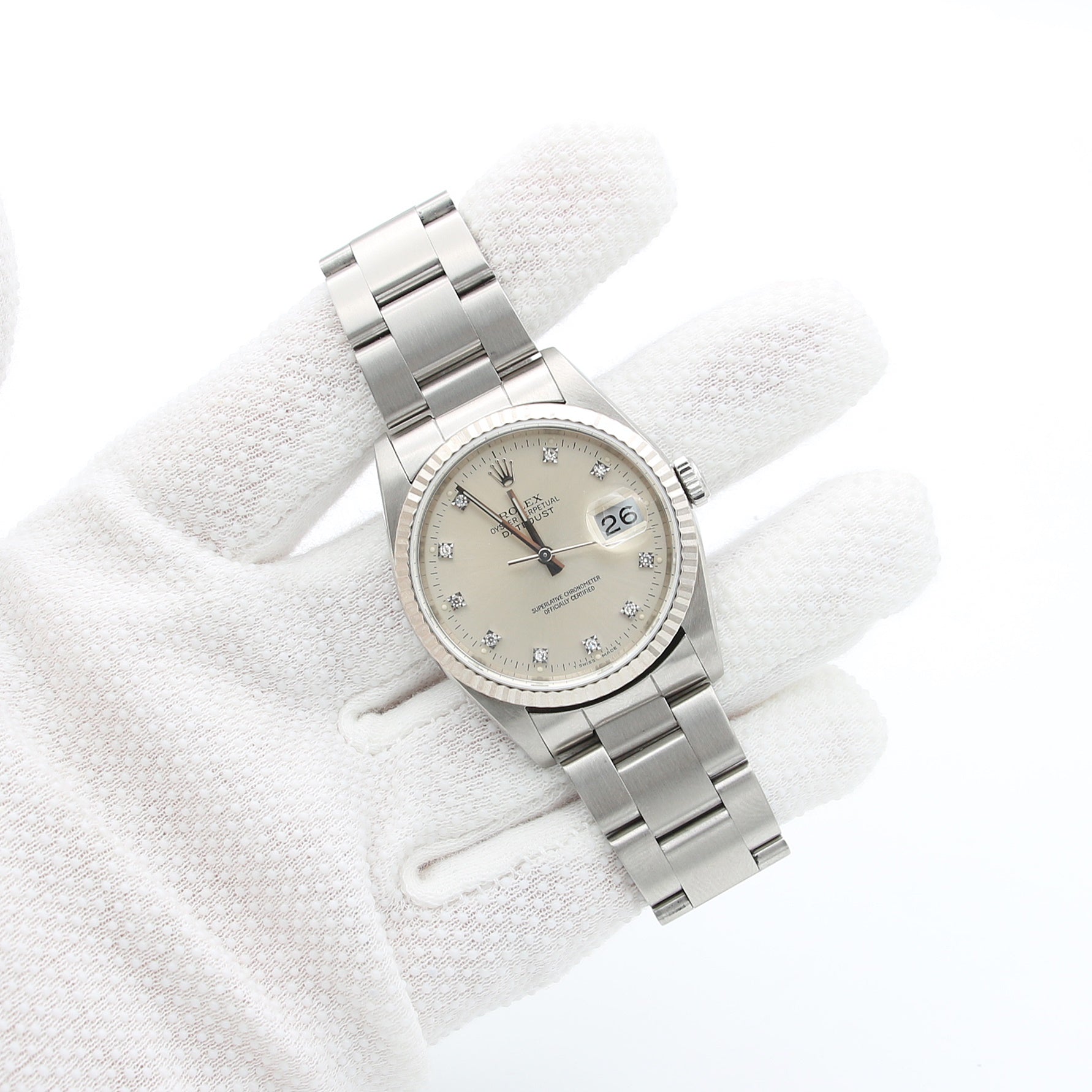 Rolex Datejust 36 ref. 16234 Zifferblatt mit Lachsdiamanten