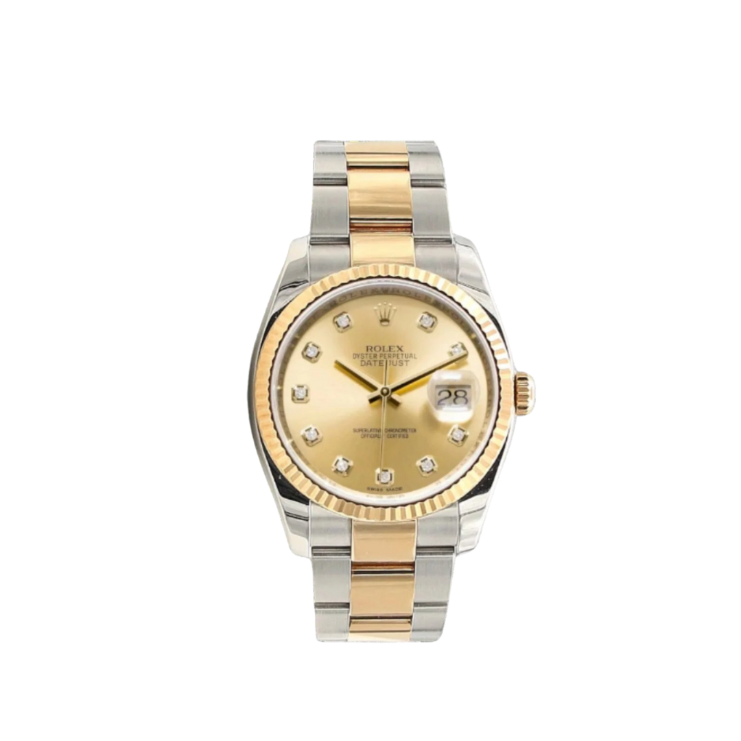 Rolex Datejust ref. 116233 Zifferblatt mit Champagner-Diamanten – Komplettset