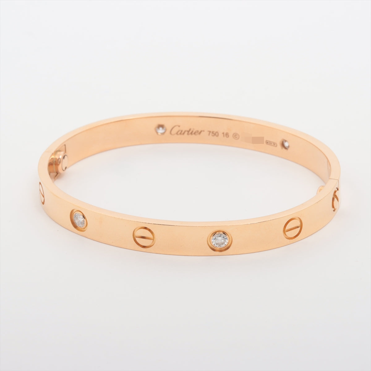 Cartier Love Half Diamonds Bracelet - WZ310602 - 750(YG) 28.5g - Size 16 - Full Set