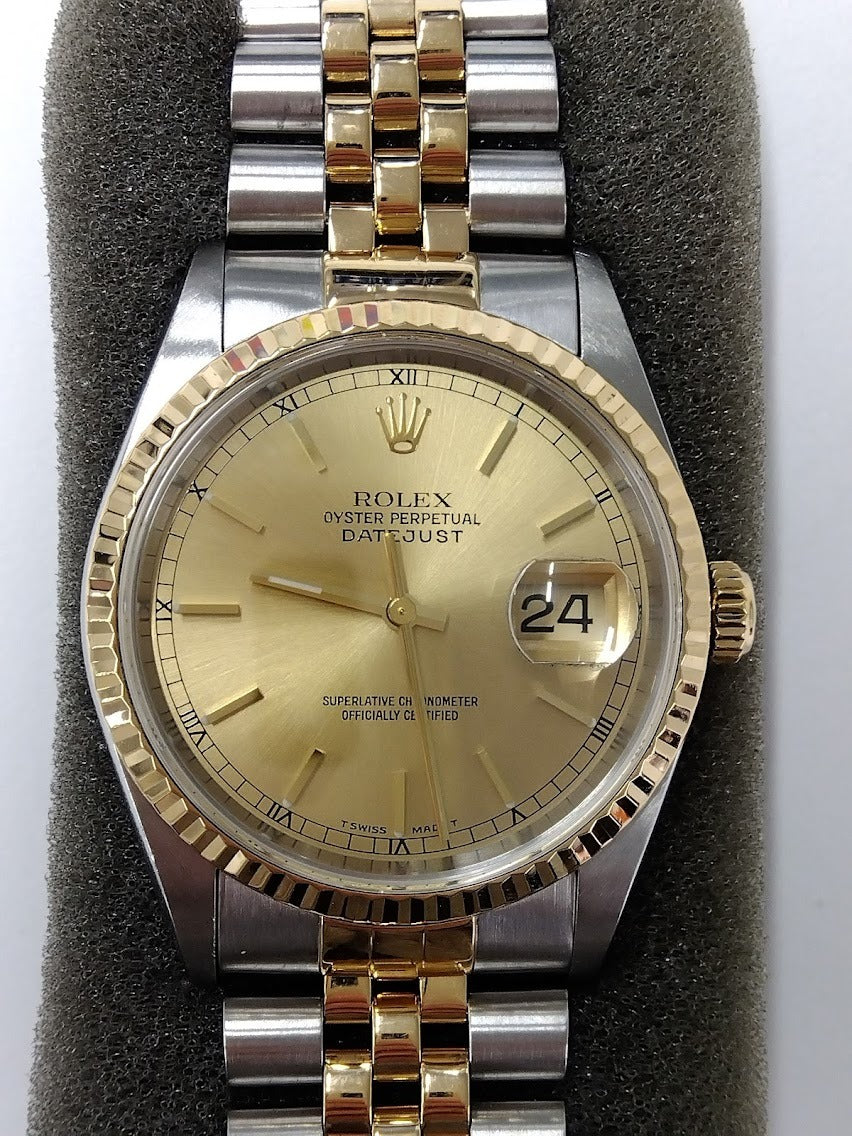 Rolex Datejust ref. 16013 -Steel/Gold - Champagne dial - 1986 Full Set