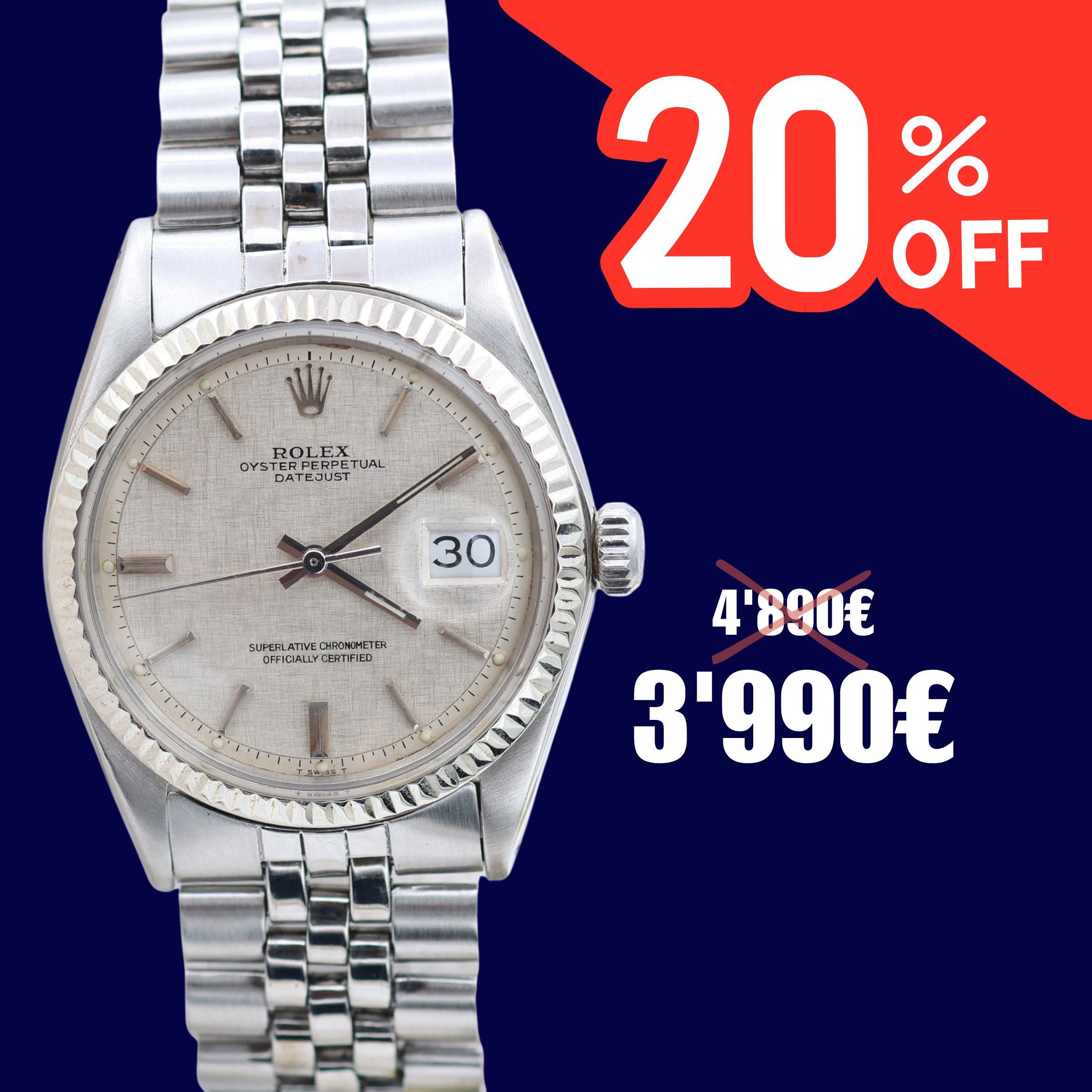 ON SALE: Rolex Datejust 36 ref. 1601 - Linen Dial (V III) - Jubilee
