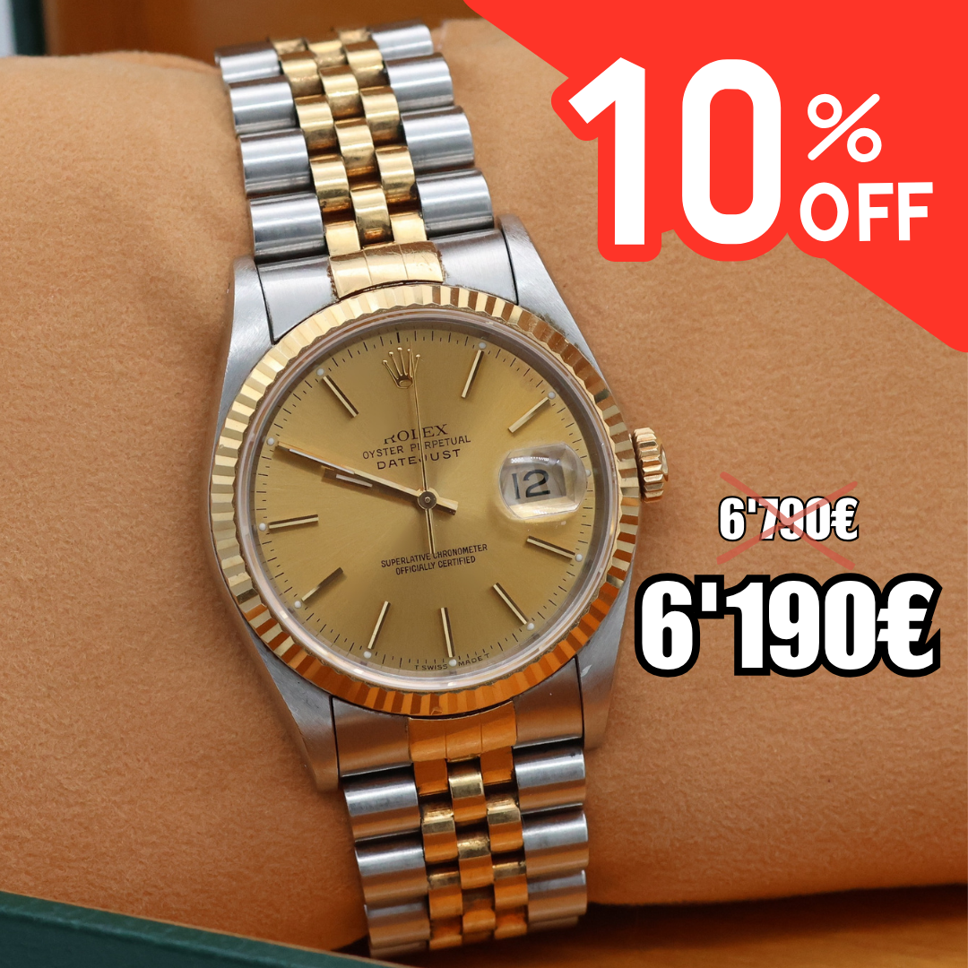 ON SALE: Rolex Datejust 36 ref. 16233 Champagne dial (V3) - Jubilee Bracelet - Full Set