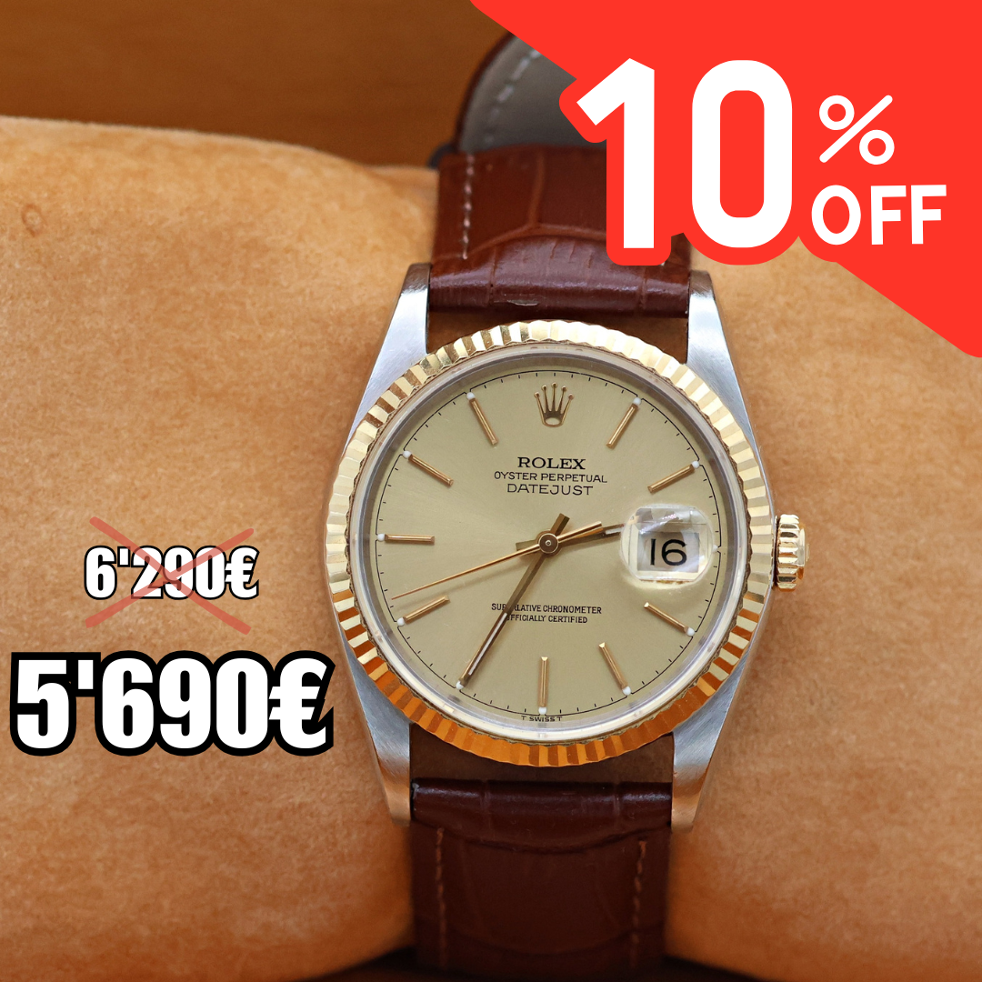 ON SALE: Rolex Datejust 36 ref. 16233 Champagne dial - Leather Strap - Full Set