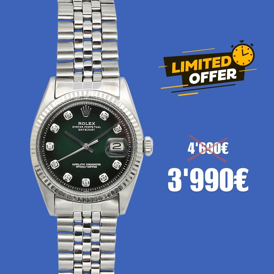 Rolex Datejust 36 ref. 1601 Dark Green with Zircons