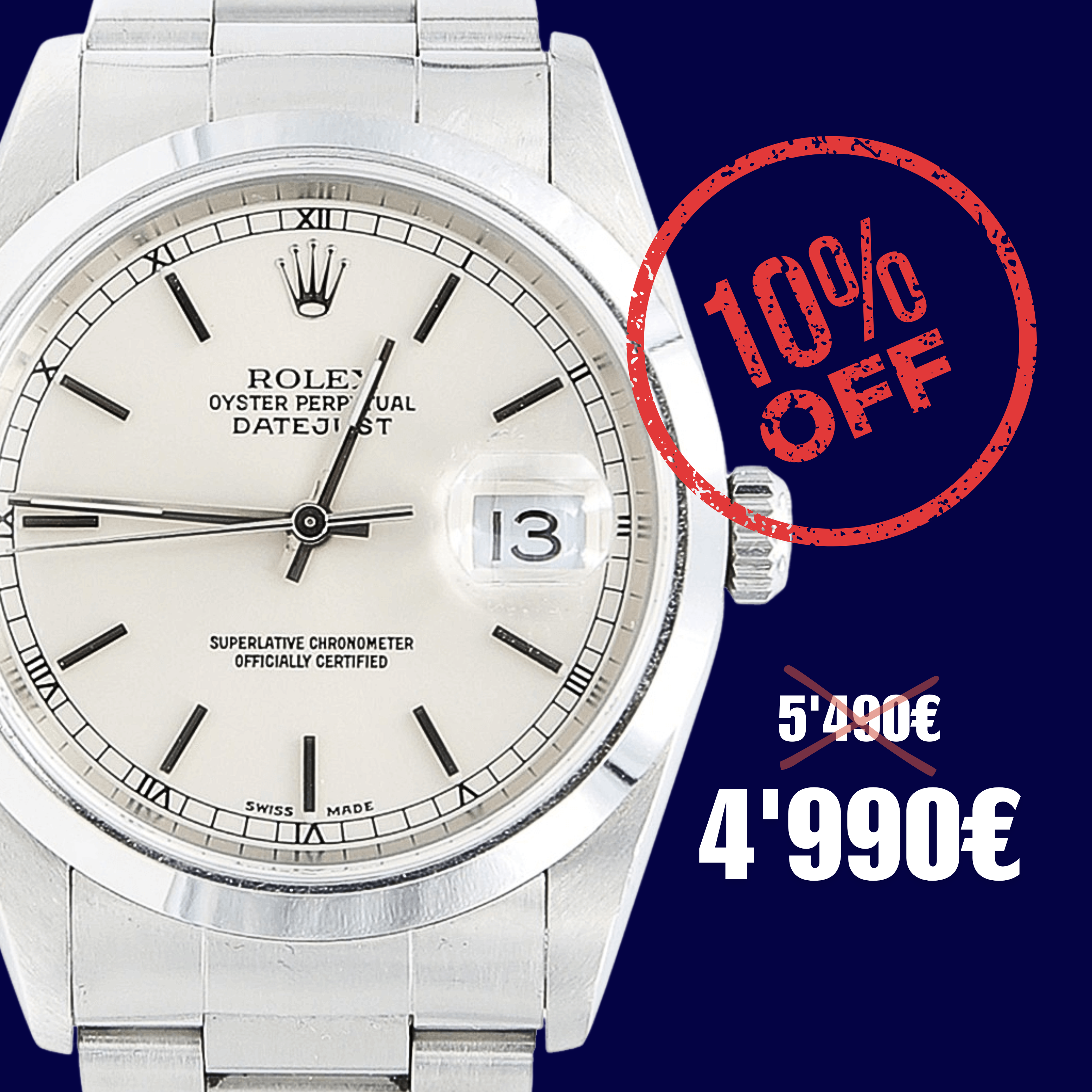 ON SALE: Rolex Datejust ref. 16200 Silver Dial Oyster Bracelet