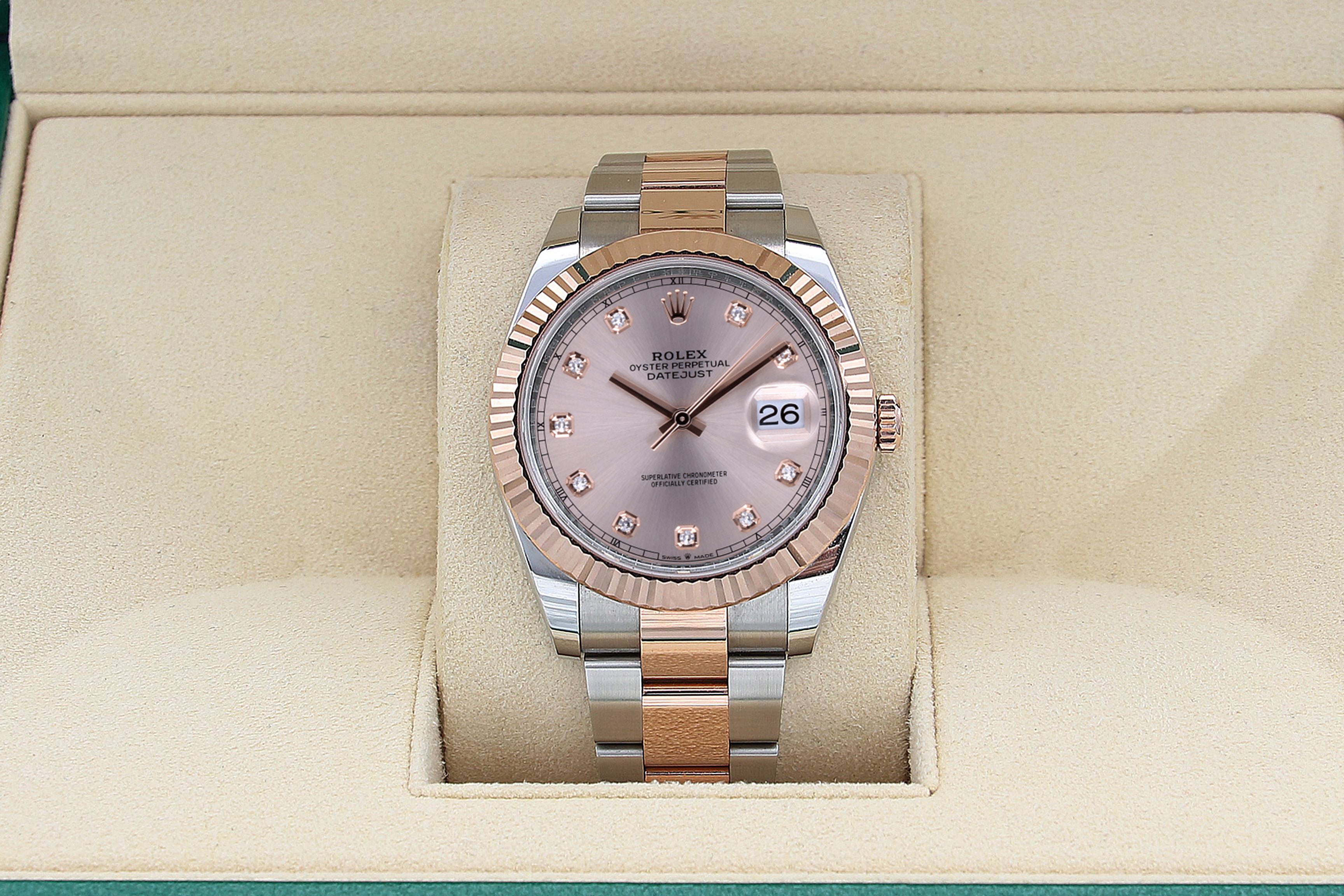 Rolex Datejust Ref. 126331 Sundust Diamonds Zifferblatt Roségold / Stahl - Austernarmband