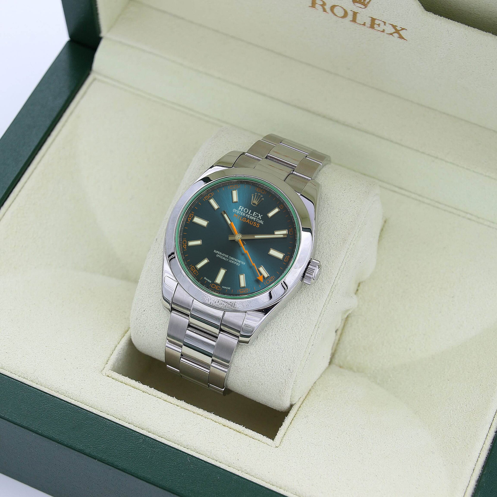 Rolex Milgauss 116400GV Blue Dial/Green Glass Full Set