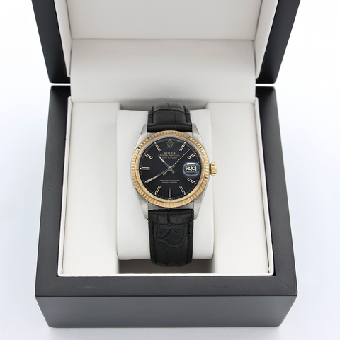 Buy Online Watch Rolex Datejust ref. 1601 Black Dial Leather Strap Debonar Watches Sp. z o.o