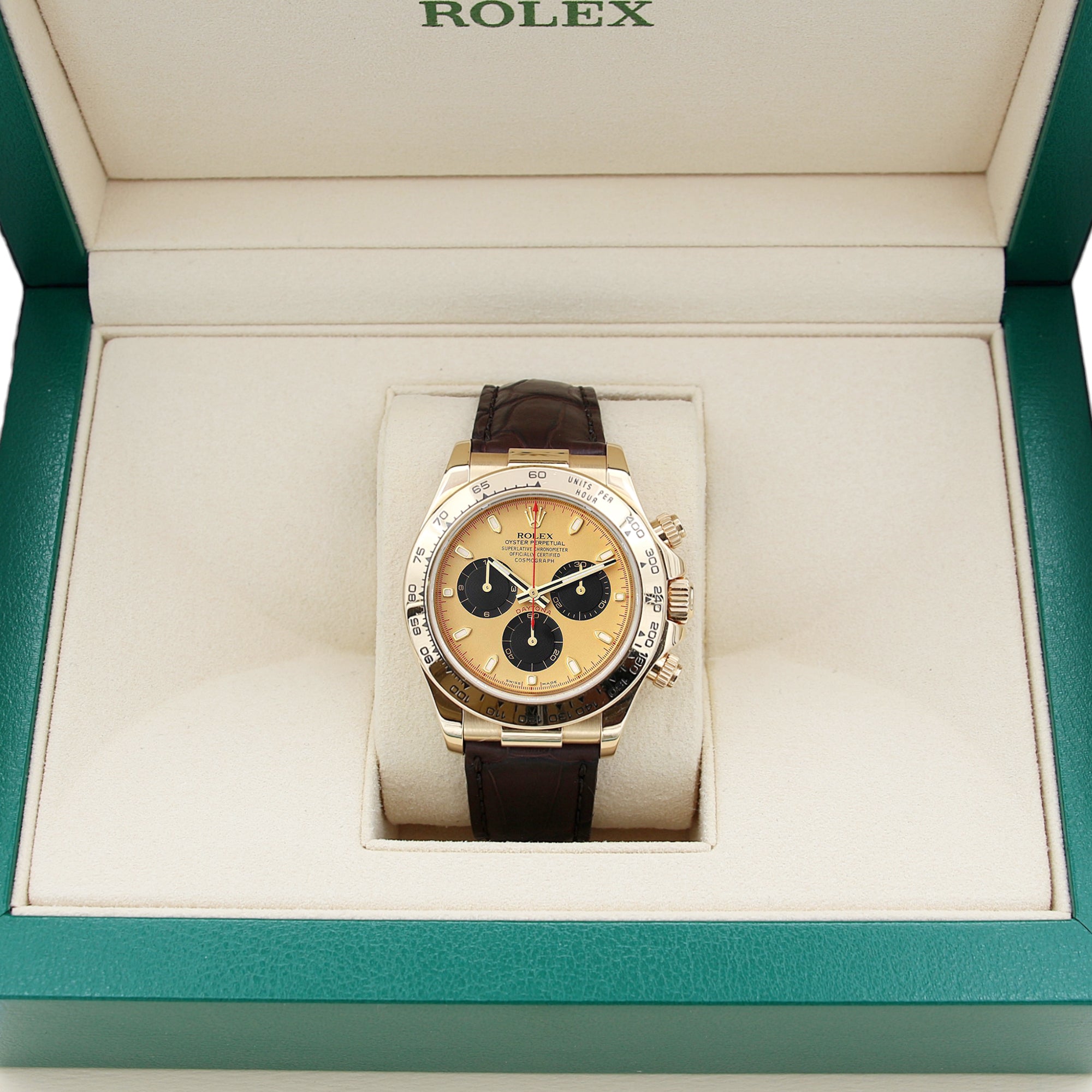 Rolex Daytona 116518 Leather Strap - Champagne dial with black