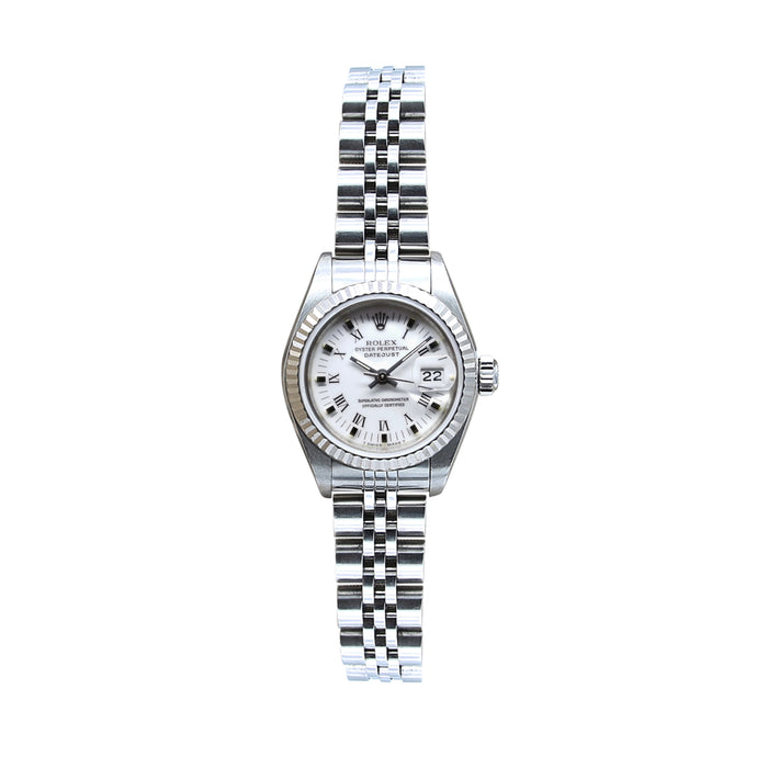 Rolex Lady-Datejust ref. 69174 - White Roman Small (Lines) Dial Jubilee bracelet - Full Set