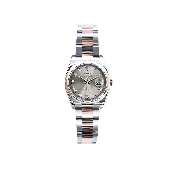 Rolex Datejust ref. 116201 Gray Roman Dial Oyster bracelet - Full Set