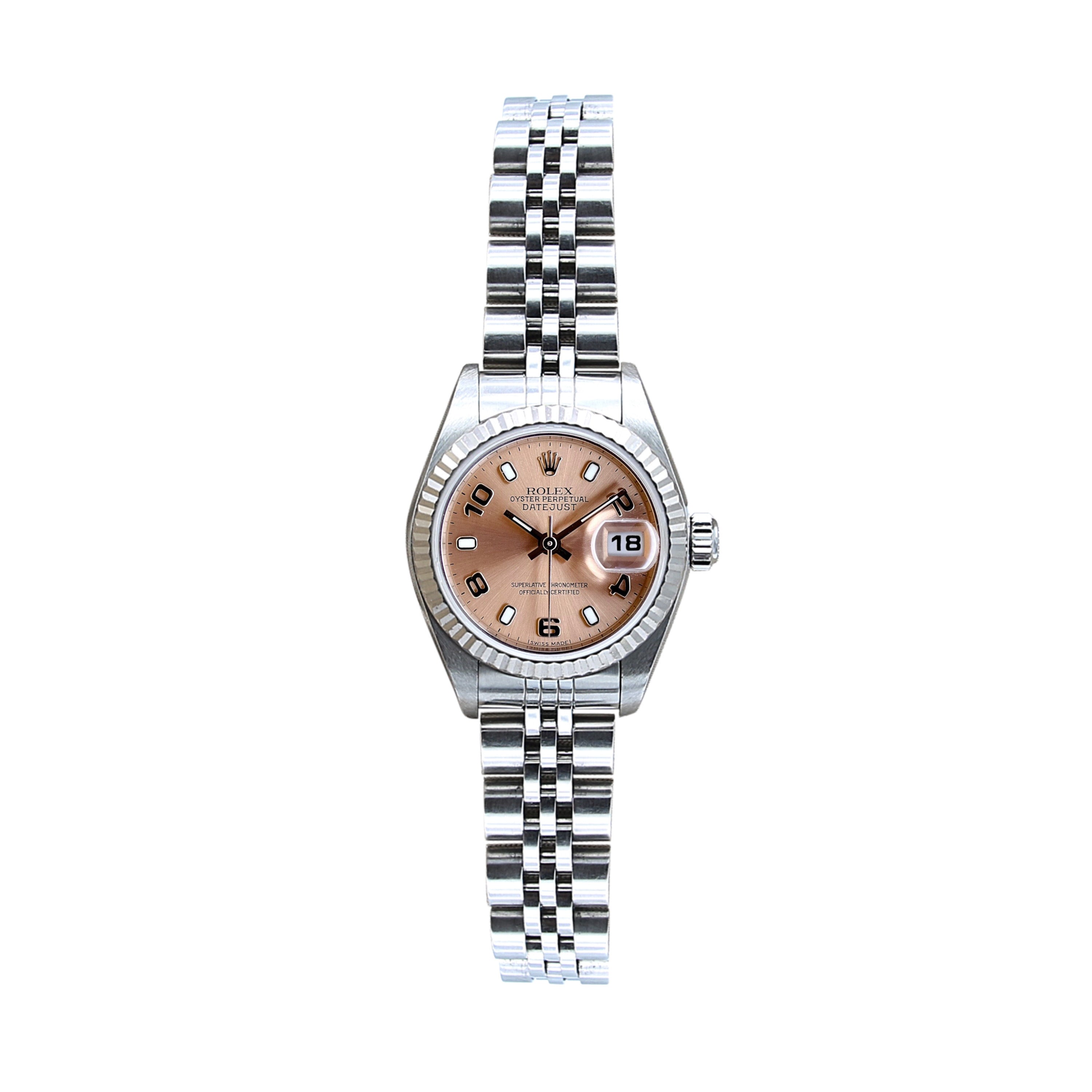 Rolex Lady-Datejust ref. 69174 – Salmon Roman Dial Jubilee-Armband – Garantiepapiere