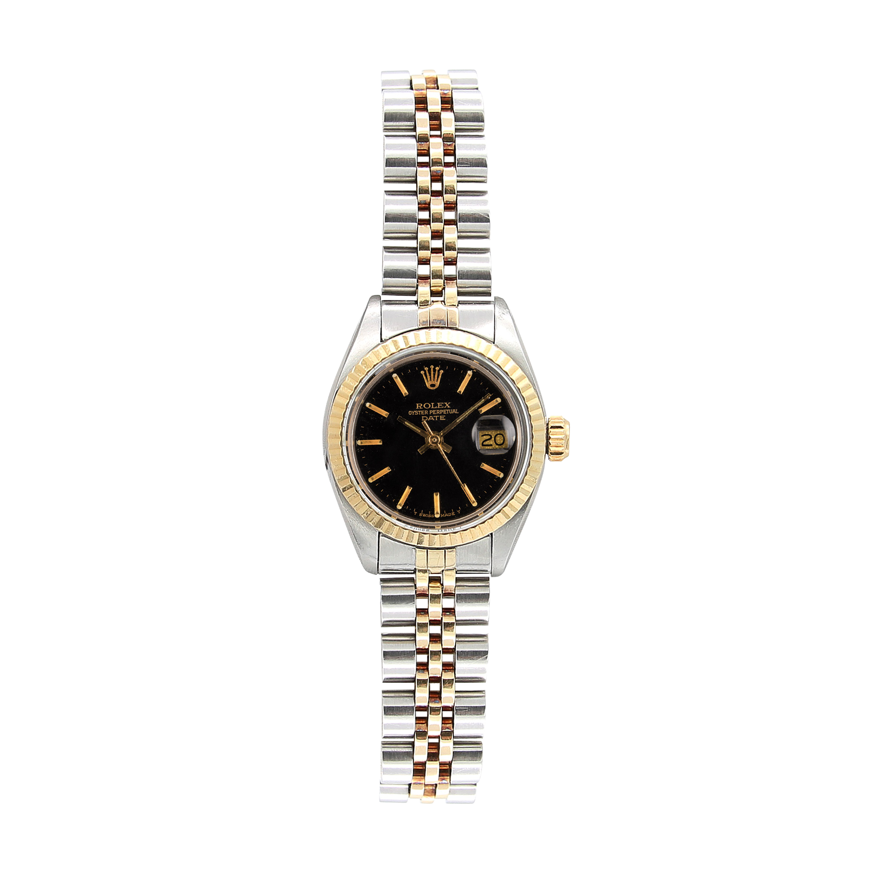 Rolex Lady-Datejust ref. 6917 Steel and Gold - Black Matte with Golden Indexes Dial - Jubilee Bracelet