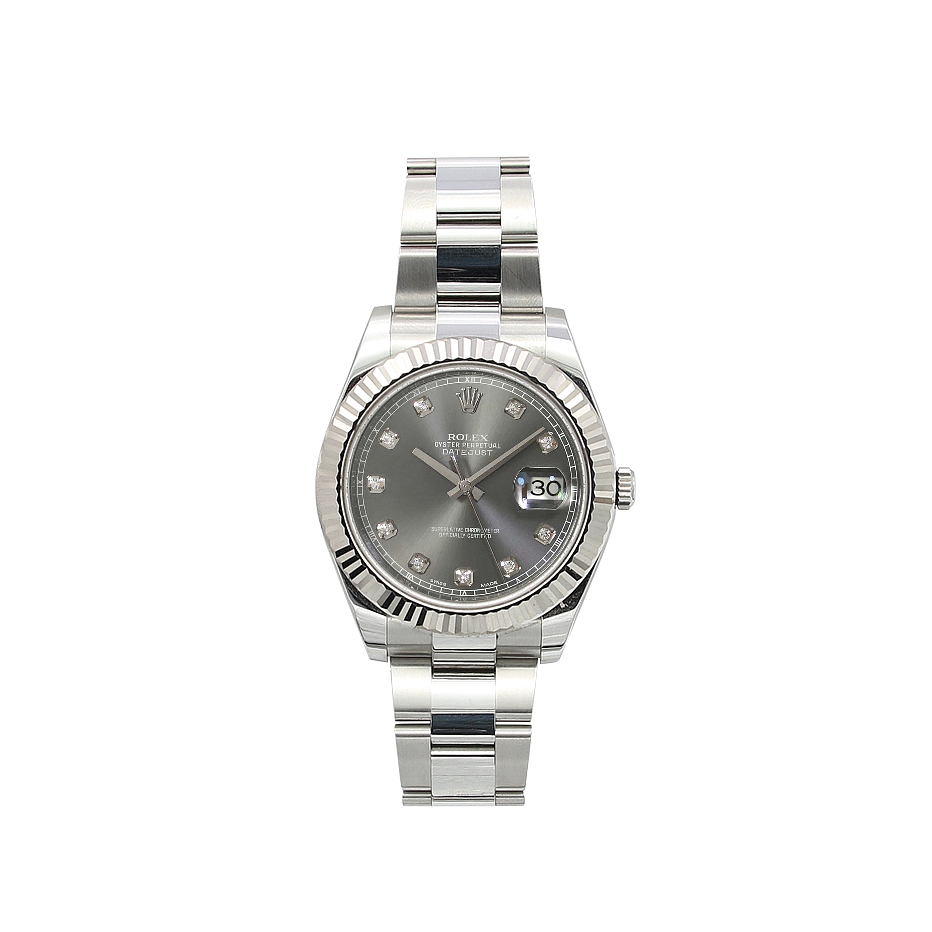 Rolex Datejust II ref. 116334 Grey Diamonds Dial Oyster Bracelet - Full Set