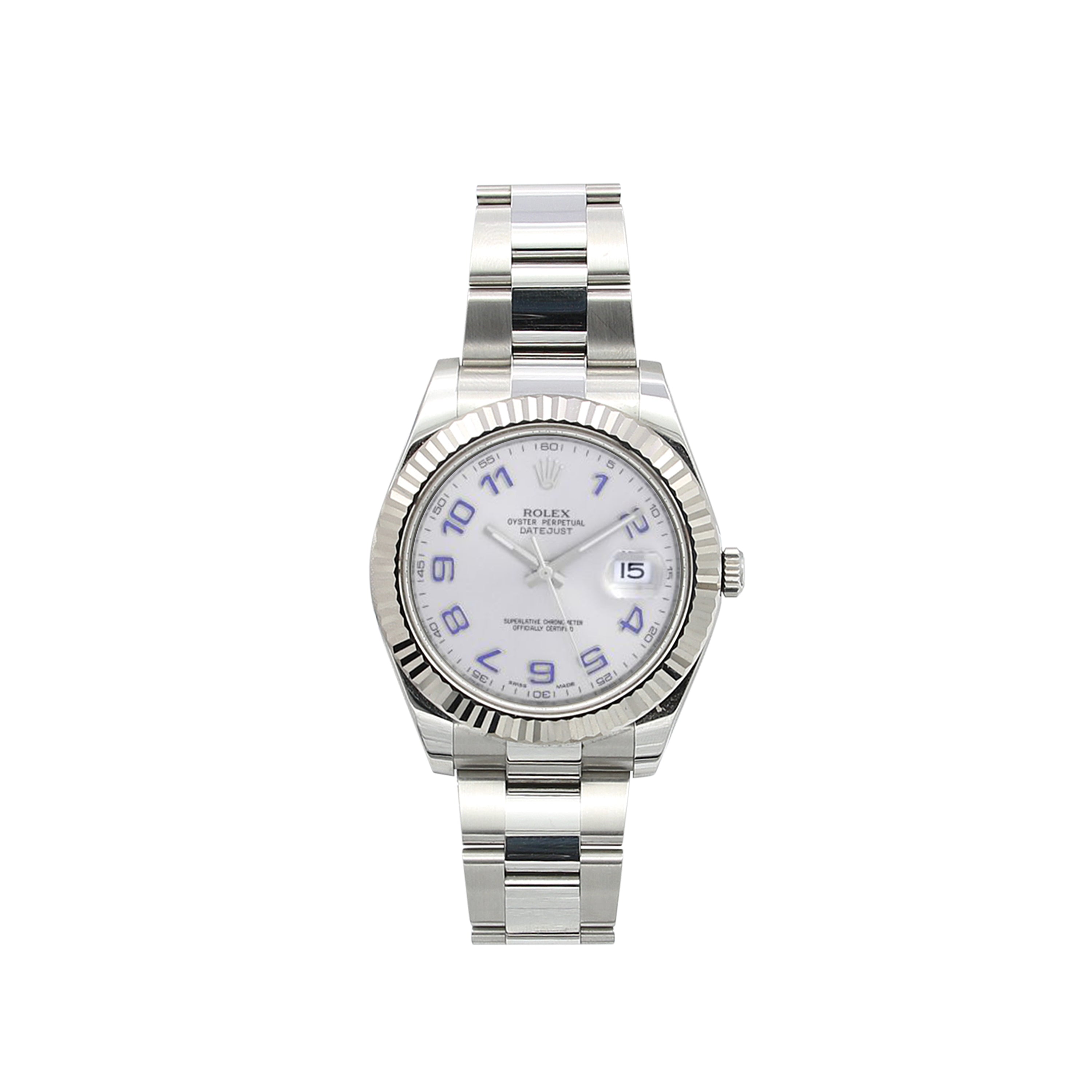 Rolex Datejust II ref. 116334 Silver/Blue Arabic Dial Oyster Bracelet - Full Set