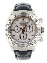 Załaduj obraz do przeglądarki galerii, Rolex Daytona ref. 116519 MOP Arabic Dial - White Gold 18K - Leather Strap - Full Set
