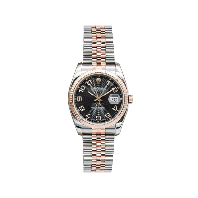 Rolex Datejust 36 ref. 116231 Concentric Black Dial - Steel/Rose Gold Jubilee - Full Set