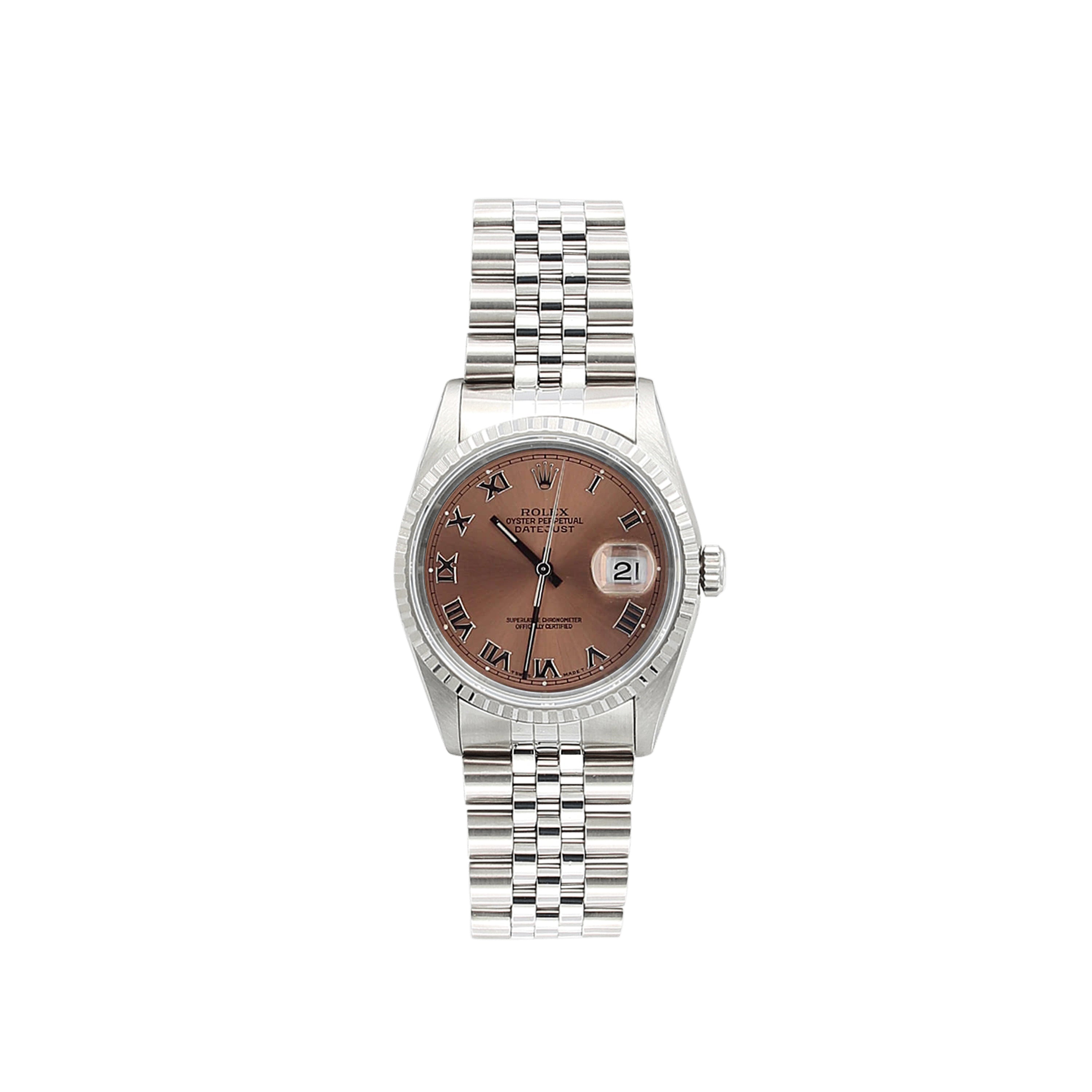 Rolex Datejust ref. 16220 Salmon Roman Dial Jubilee Bracelet