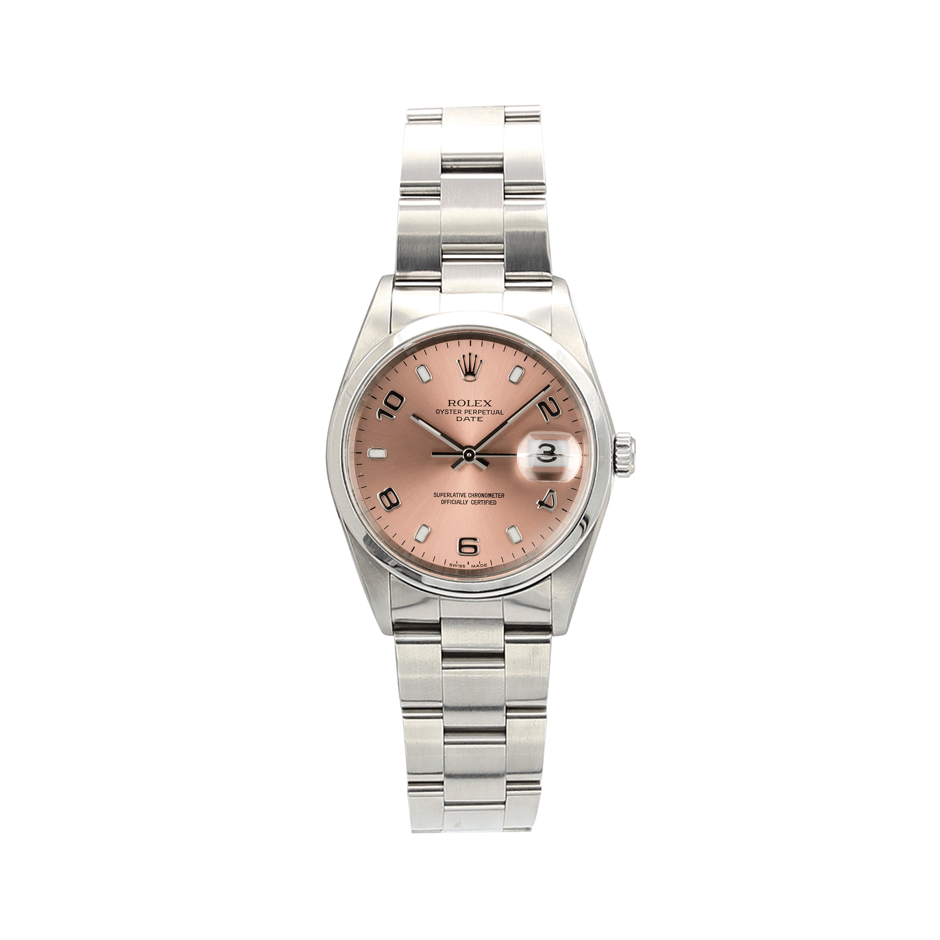 Rolex Date ref. 15200 Salmon Arabic Dial Oyster Bracelet