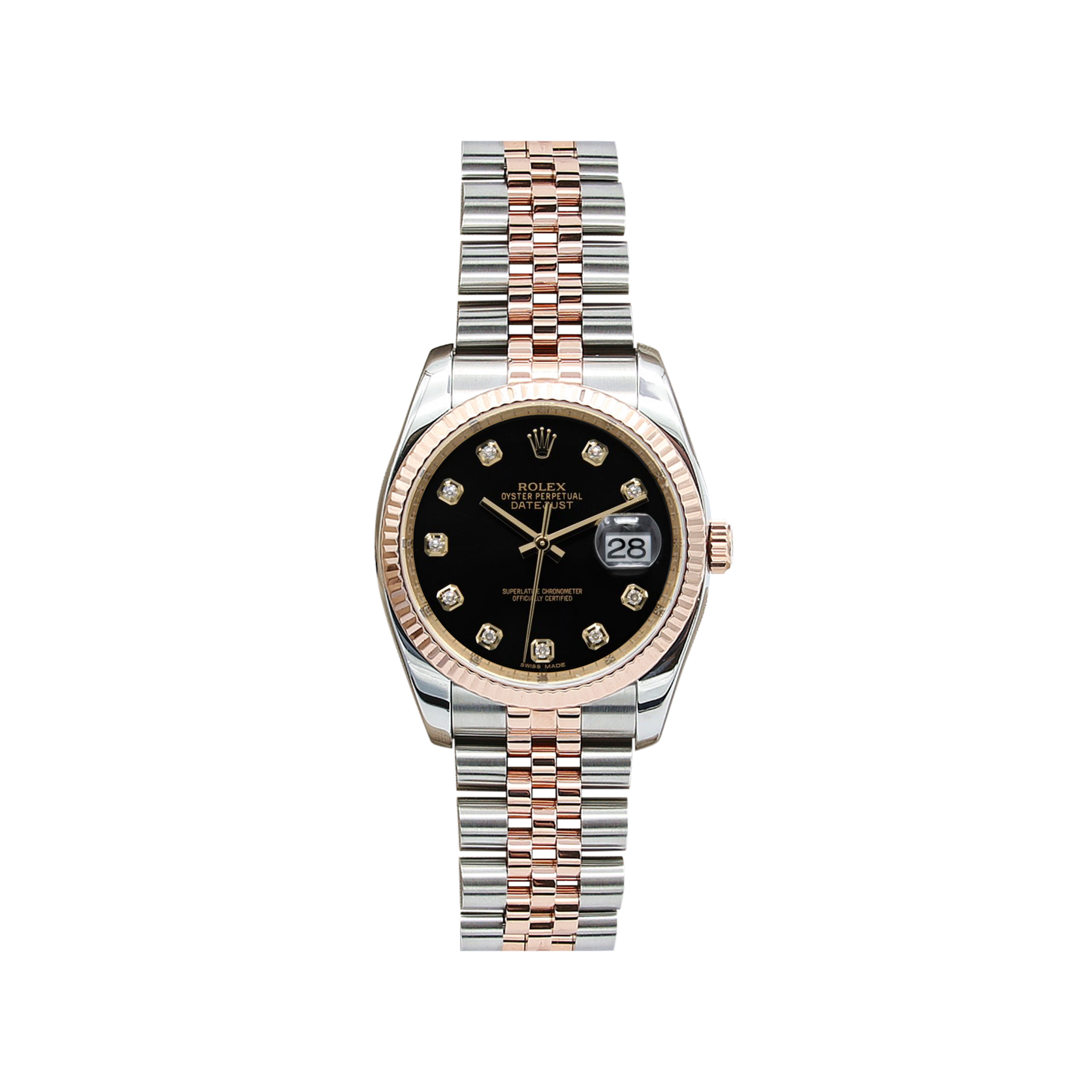 Rolex Datejust 36 ref. 116231 Black Diamonds Dial - Steel/Rose Gold Jubilee - Full Set
