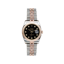 Załaduj obraz do przeglądarki galerii, Rolex Datejust 36 ref. 116231 Black Diamonds Dial - Steel/Rose Gold Jubilee - Full Set
