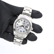 Bild in Galerie-Viewer laden, Rolex Datejust 41 Ref. 116300 Silber mit blauem Zifferblatt - Austernarmband - Vollständiger Satz
