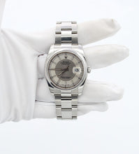 Załaduj obraz do przeglądarki galerii, Rolex Datejust ref. 116200 Silver / Dark Silver (Tuxedo) Dial - Oyster Bracelet - Full Set
